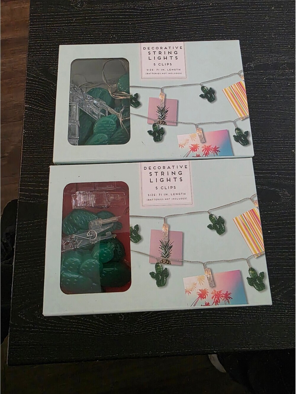 Decorative Cactus String Lights with Clips - 5 Clips per Set, 2 Sets